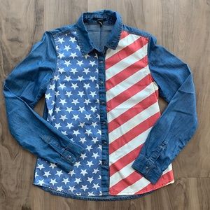 Women Forever 21 Long Sleeve American Button Down